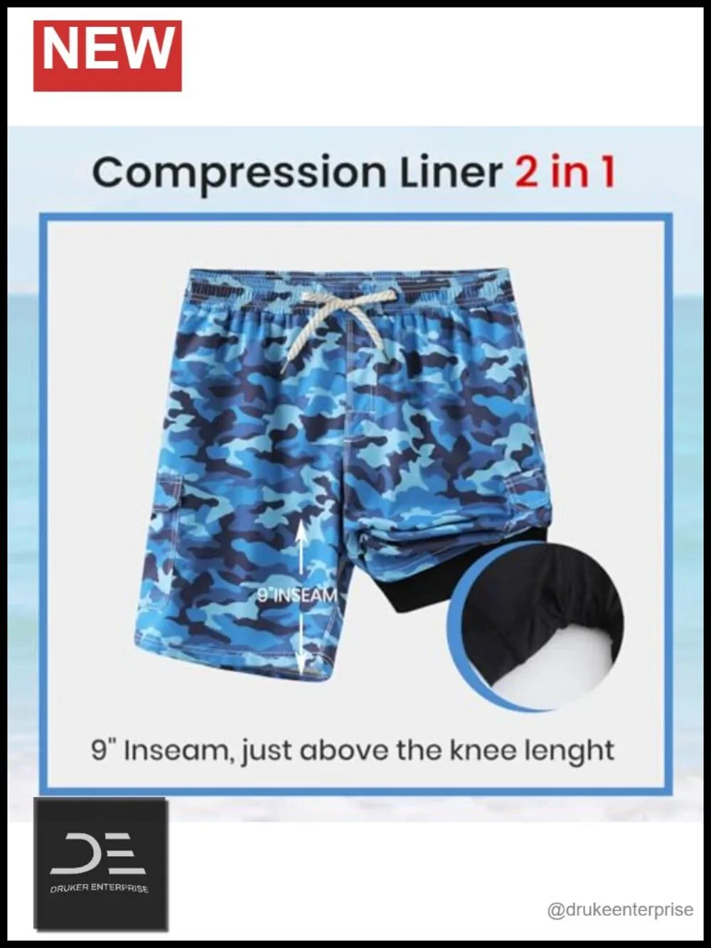 Men's Swim Trunks with Compression Liner 9